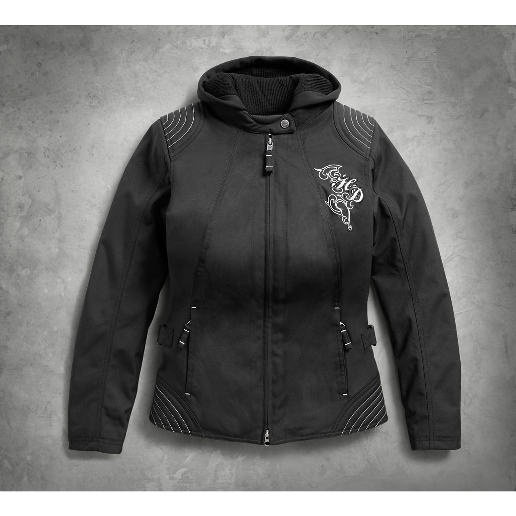 ike HARLEYDAVIDSON ハーレーダビッドソン レディース スクロールスカル 31ライディングジャケット【Women