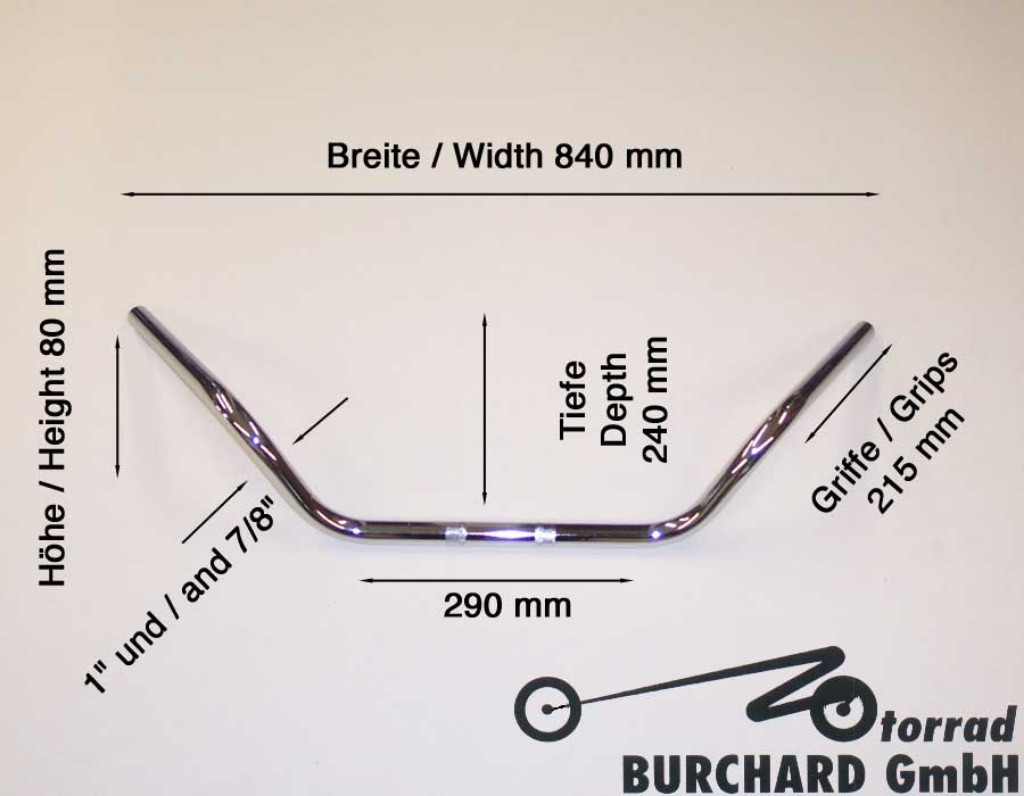 Webike Motorrad Burchard モトラッド バーチャード Handlebar E Glide 840 Mm Wide 80 Mm High For 1 25 4 Mm Clamping Chrome Tuv Mb03 0031 ハンドルバー 通販